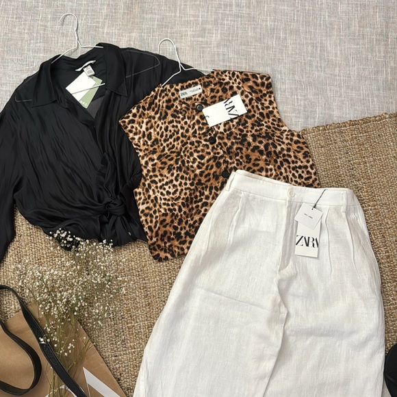 ZARA 100% LINEN PANTS WITH DARTS ZW COLLECTION - Picture 9 of 11